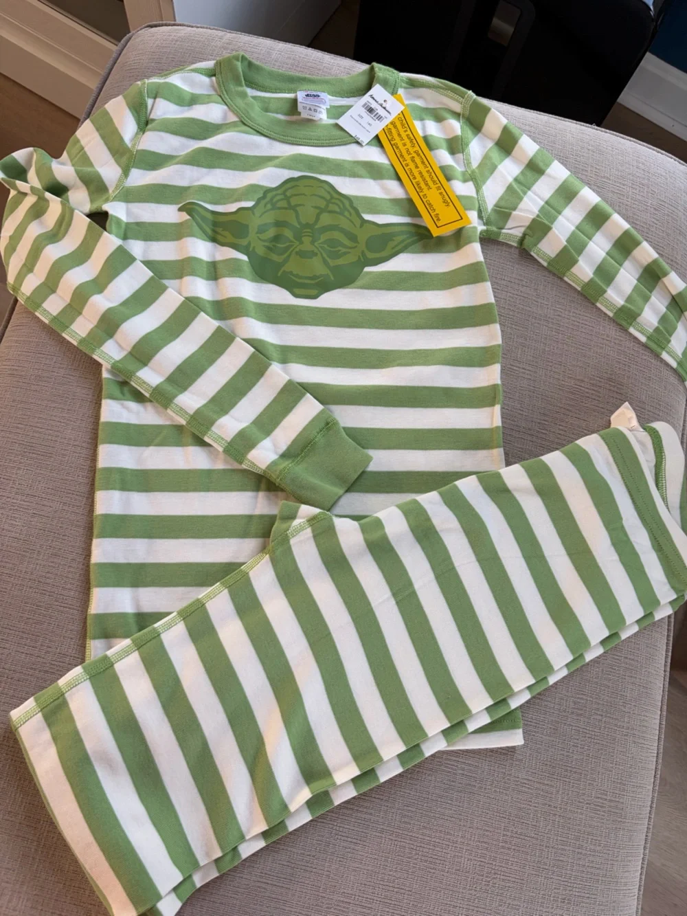 Hanna Andersson Light Green and White Striped Tee